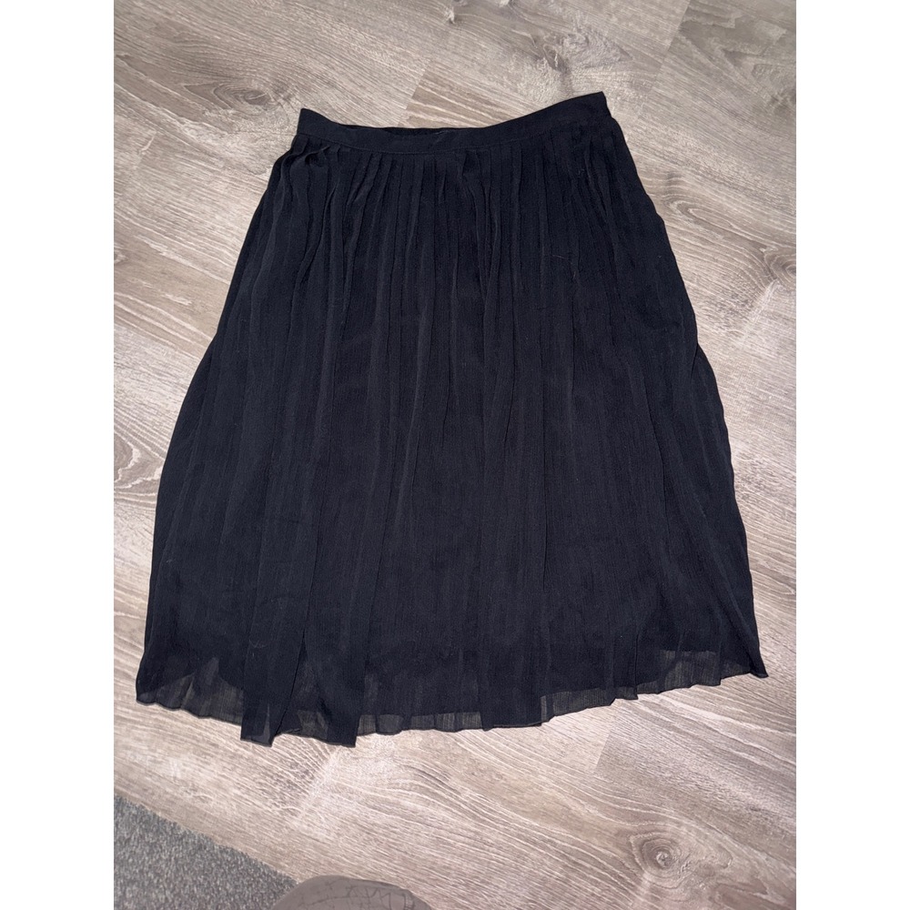 Abercrombie & Fitch‎ Black Pleated Midi Skirt Womens Medium Viscose Lined Flowy